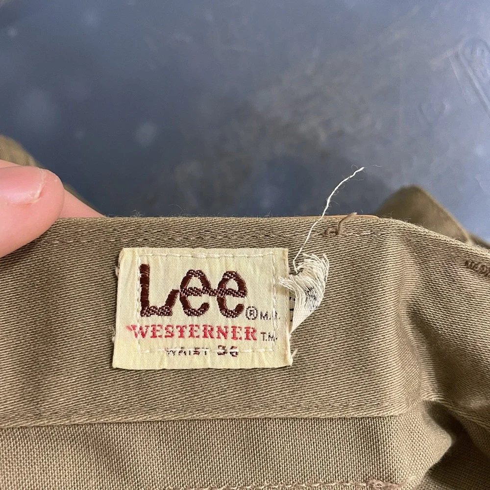 True Vtg 60s Lee Westerner Pants Mens 36x29 Cotton Talon Zipper Green USA Union